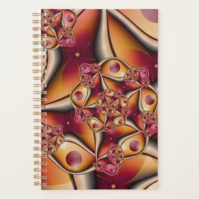 Colourful Joy Abstract Red Orange Fantasy Fractal Planner (Front)