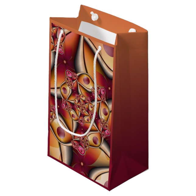 Colourful Joy Abstract Red Orange Fantasy Fractal Small Gift Bag (Front Angled)