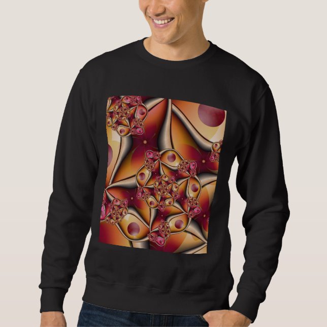 Colourful Joy Abstract Red Orange Fantasy Fractal Sweatshirt (Front)