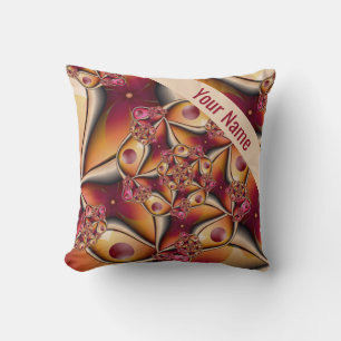 Colourful Joy Abstract Red Orange Fantasy Name Cushion