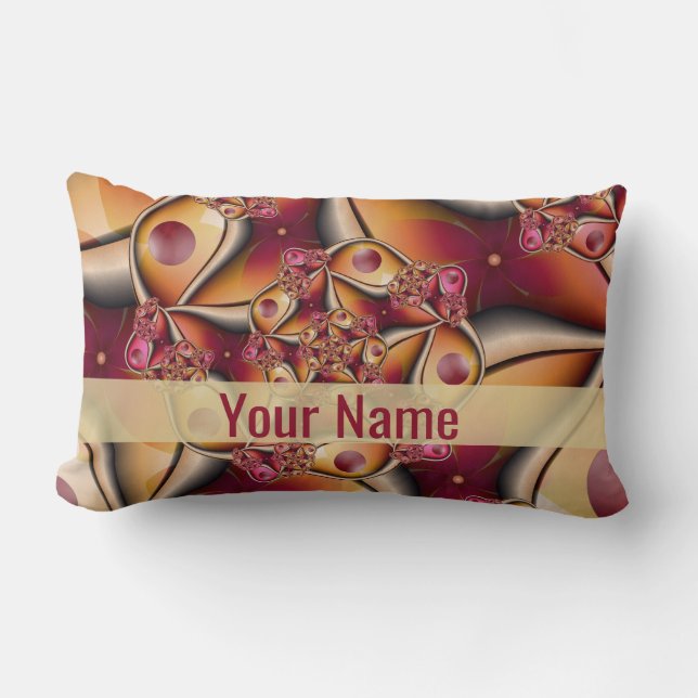 Colourful Joy Abstract Red Orange Fantasy Name Lumbar Cushion (Front)