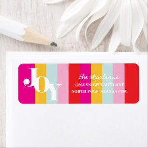 Colourful Joy Stripes Holiday Return Address Label