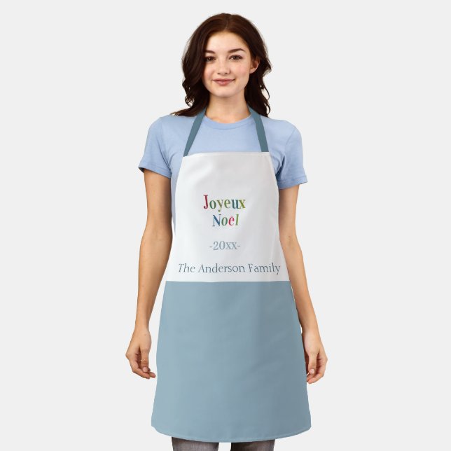 Colourful Joyeux Noel French Christmas     Apron (Worn)