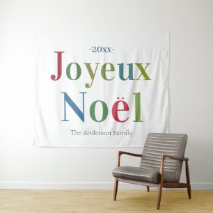 Colourful Joyeux Noel French Christmas Tapestry