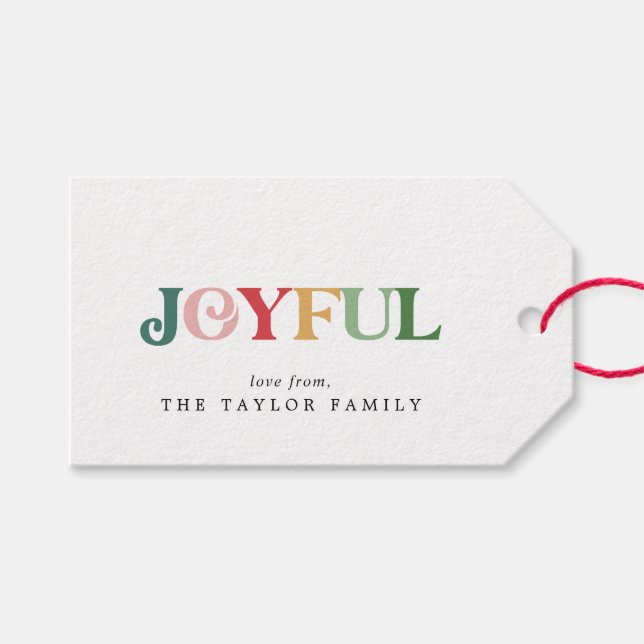 Colourful Joyful Family Holiday Gift Tags (Front (Horizontal))