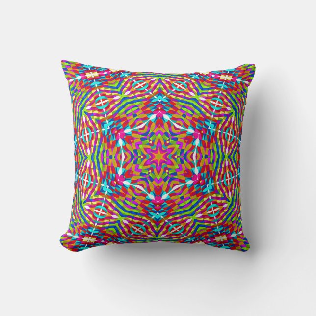 Colourful jumble Mandala Cushion (Front)