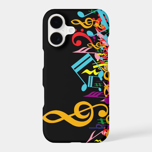 Colourful Jumbled Music Notes on Black (Back)