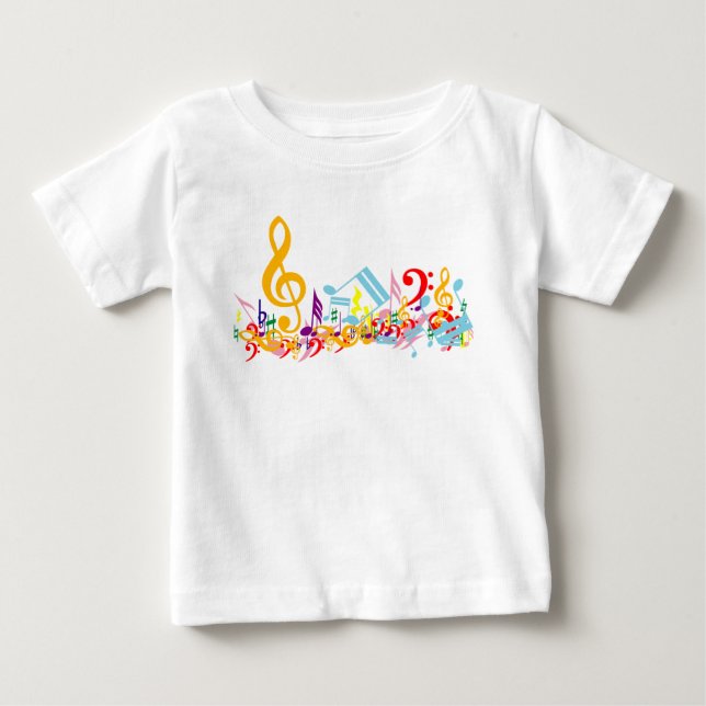 Colourful Jumbled Musical Notes Baby T-Shirt (Front)