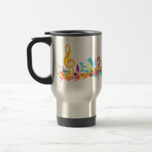 Colourful Jumbled Musical Notes Travel Mug
