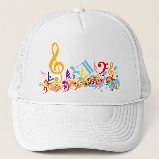 Colourful Jumbled Musical Notes Trucker Hat (Front)