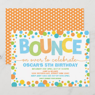 Colourful Jump Bounce Trampoline Birthday Party Invitation