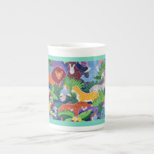 Colourful Jungle Animals Bone China Mug
