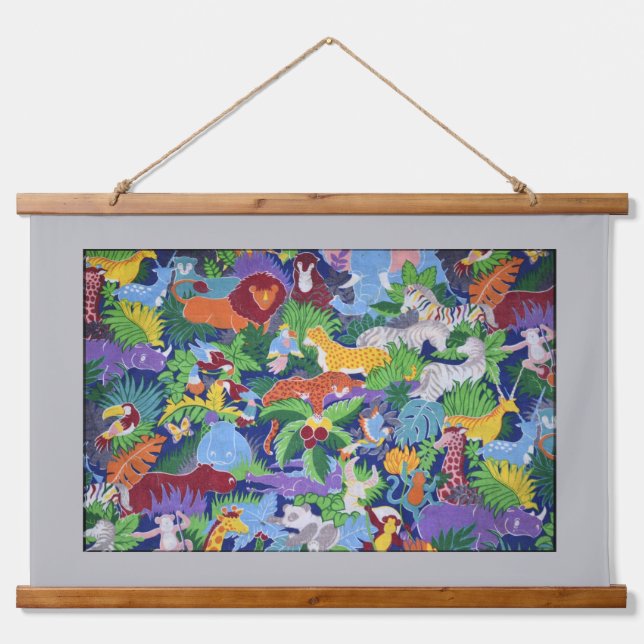 Colourful Jungle Animals Hanging Tapestry (Front)