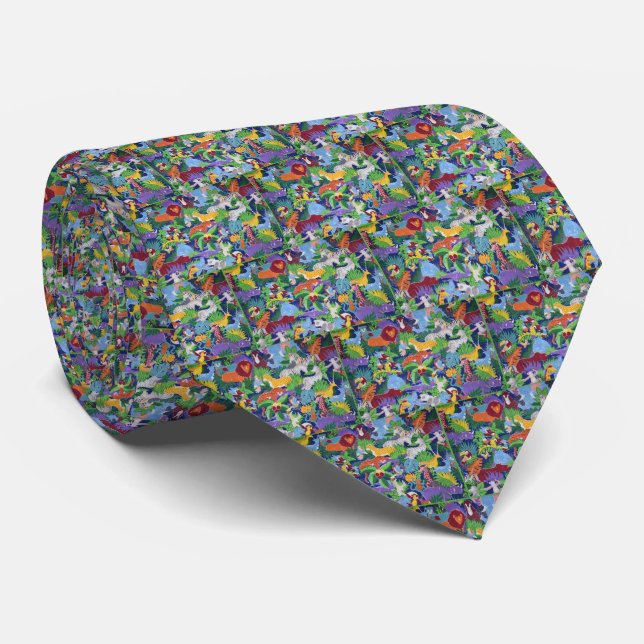 Colourful Jungle Animals Tie (Rolled)