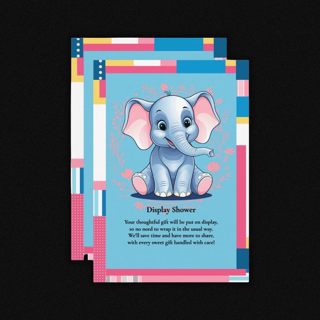 Colourful Jungle Blue Elephant Baby Shower Enclosure Card (Creator Uploaded)