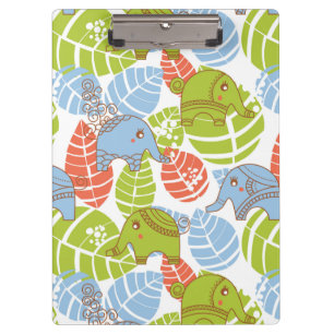Colourful Jungle Elephants Clipboard