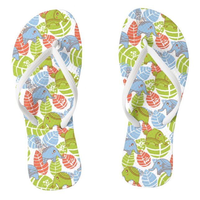 Colourful Jungle Elephants Jandals (Footbed)