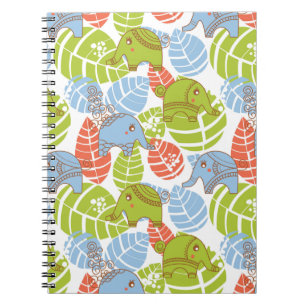 Colourful Jungle Elephants Spiral Notebook