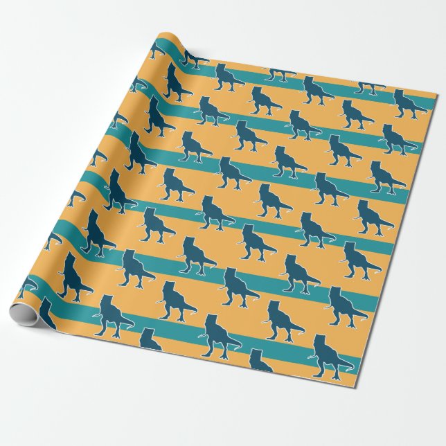 Colourful jurassic dino angry T-rex for boys Wrapping Paper (Unrolled)