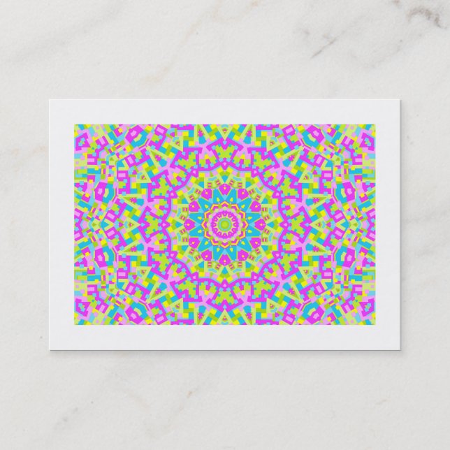 Colourful Kaleidoscope 010 (bordered) Business Card (Front)