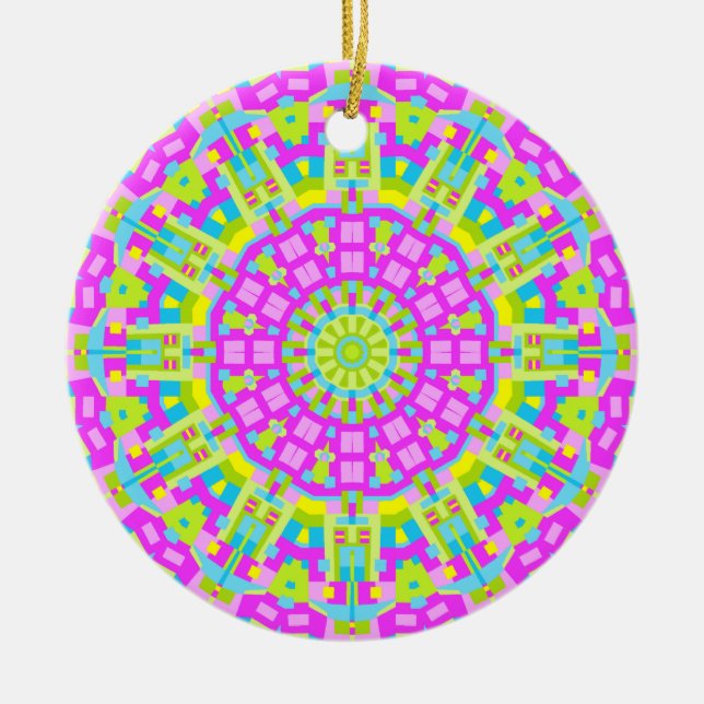 Colourful Kaleidoscope 01 Ceramic Tree Decoration (Front)
