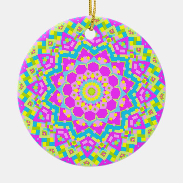 Colourful Kaleidoscope 09 Ceramic Tree Decoration (Front)