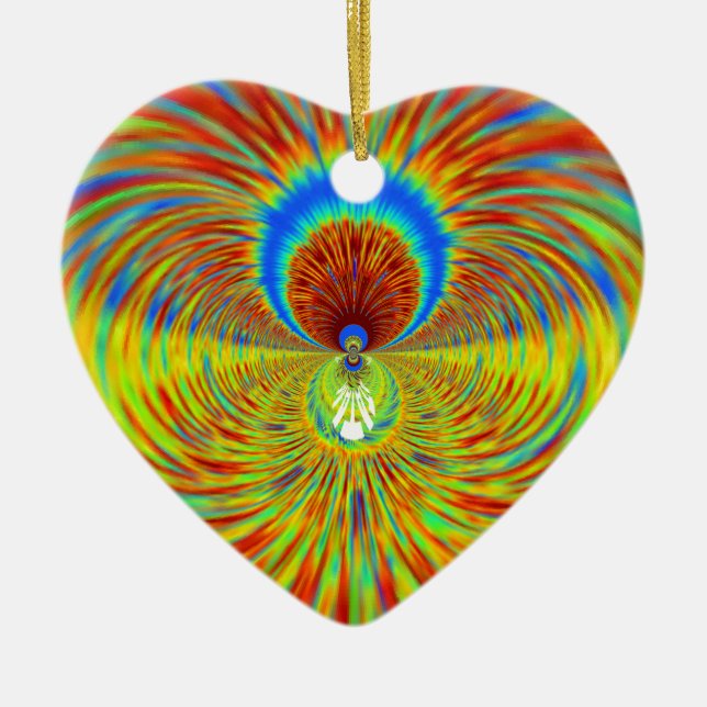 Colourful Kaleidoscope Art Print Ceramic Tree Decoration (Front)