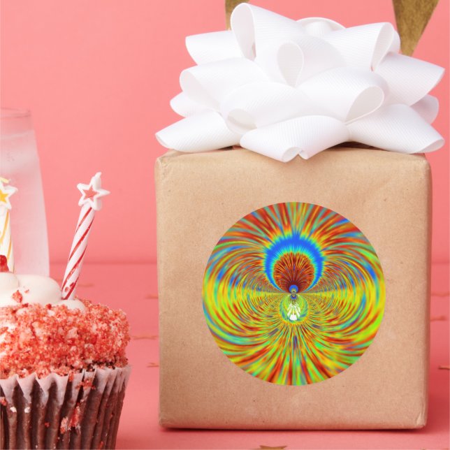 Colourful Kaleidoscope Art Print Classic Round Sticker (Party)