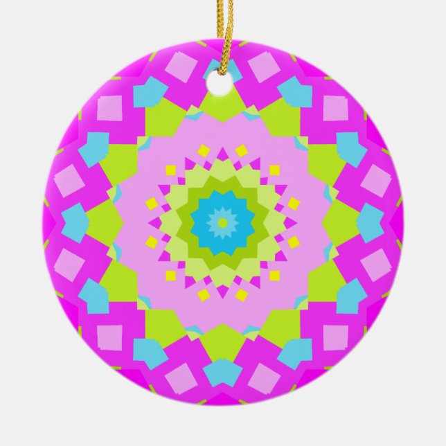 Colourful Kaleidoscope Ceramic Tree Decoration (Front)