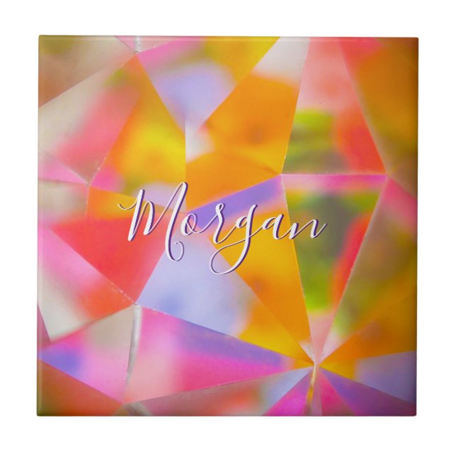 Colourful Kaleidoscope, DIY Name & Art White Scrip Tile (Front)