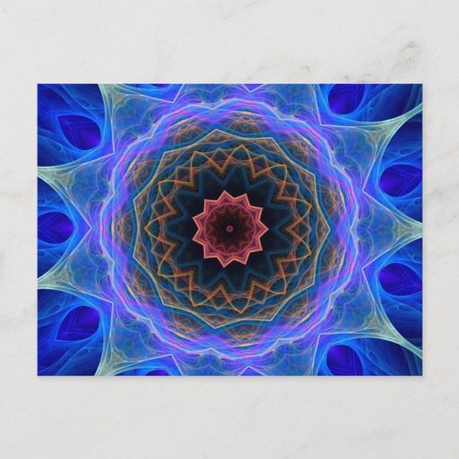 Colourful Kaleidoscope Flower Pattern Postcard (Front)