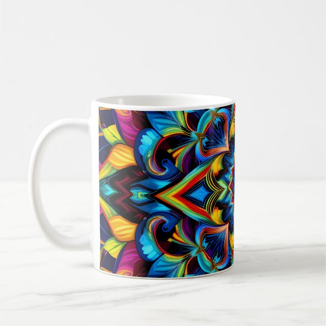 Colourful Kaleidoscope Mandala Design Mug, Pillow  Coffee Mug (Left)