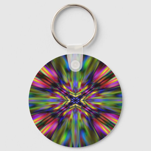 Colourful kaleidoscope starburst key ring (Front)