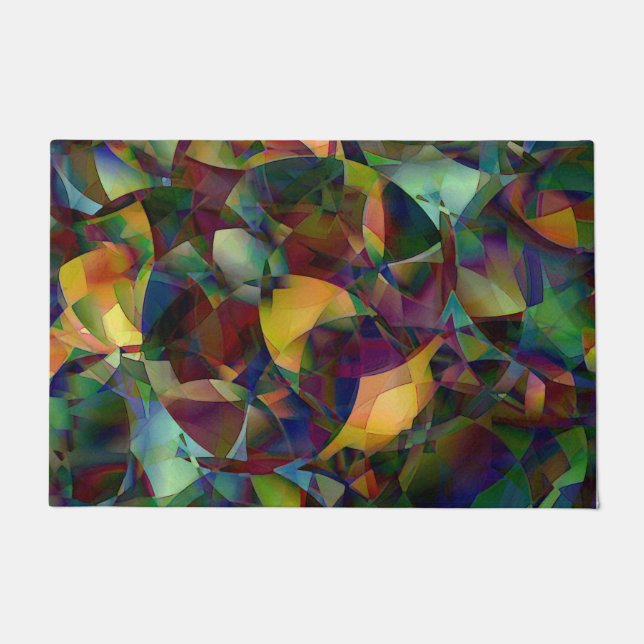 Colourful, Kaleidoscopic Abstract Art Doormat (Front)