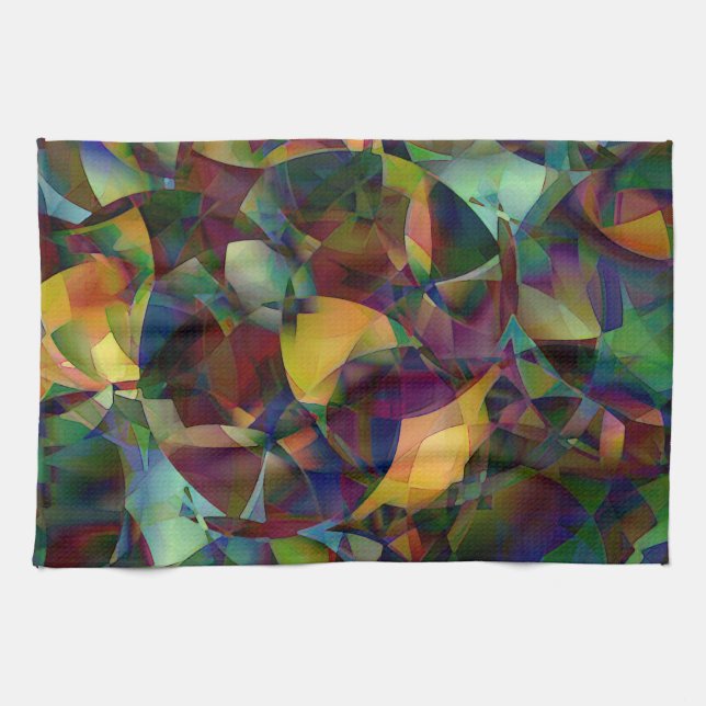 Colourful, Kaleidoscopic Abstract Art Tea Towel (Horizontal)