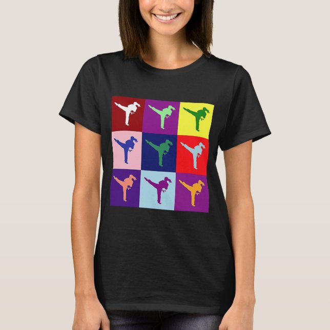 Colourful Karate Girl Mothers day and grandma T-Shirt (Front)