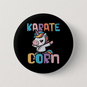 Colourful Karate Unicorn In Action With Rainbow  6 Cm Round Badge