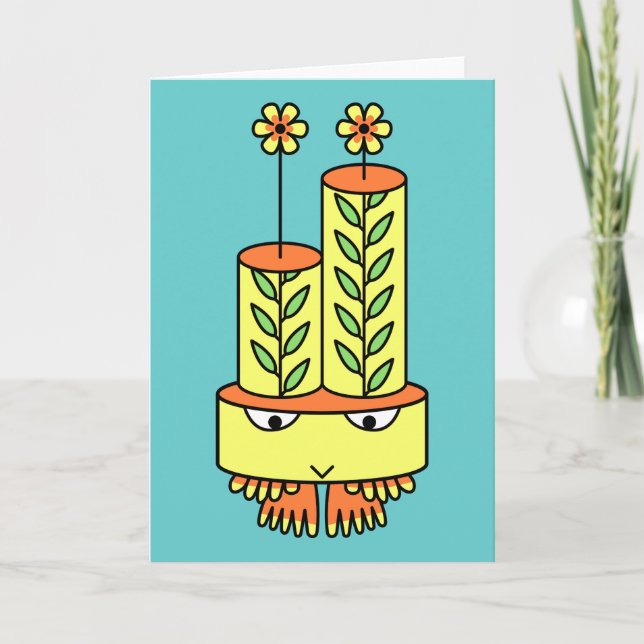 Colourful kawaii cartoon character greeting cards (Front)