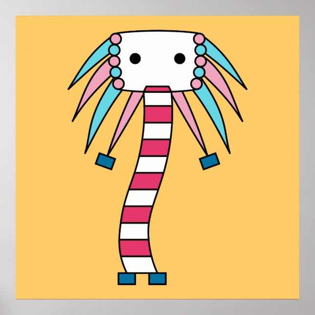 Colourful kawaii cute cartoon character posters (Front)