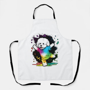 Colourful Kawaii Dancing Bichon  Apron