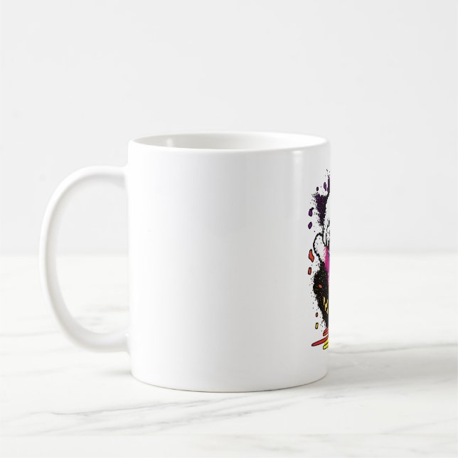 Colourful Kawaii Dancing Bichon  Coffee Mug (Left)