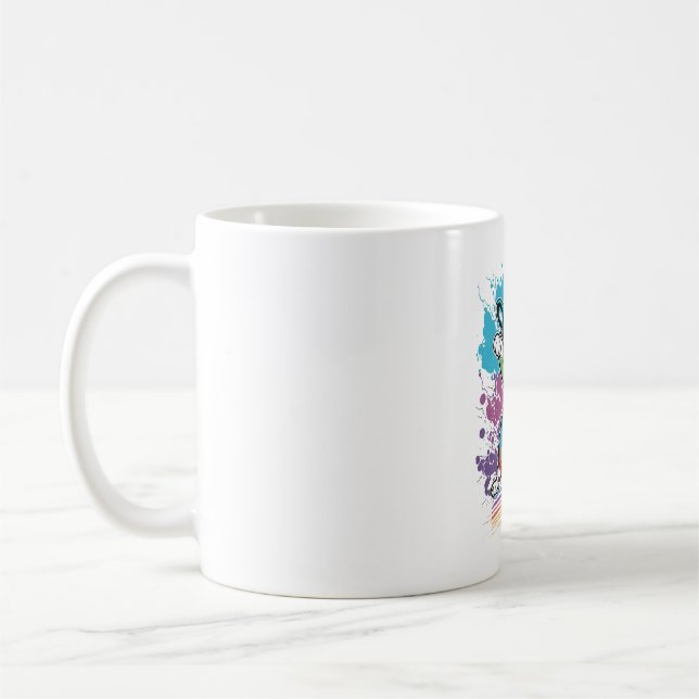 Colourful Kawaii Dancing Boston Terrier  Coffee Mug (Left)