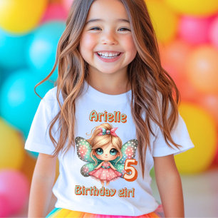 Colourful kawaii fairy butterfly birthday T-Shirt