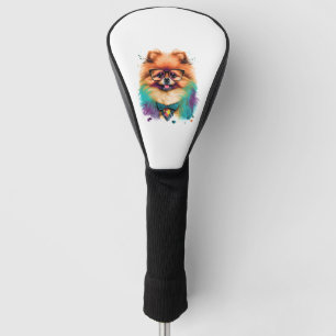 Colourful Kawaii Pomeranian Hipster  1 Golf Head Cover