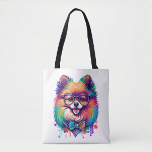 Colourful Kawaii Pomeranian Hipster   Tote Bag