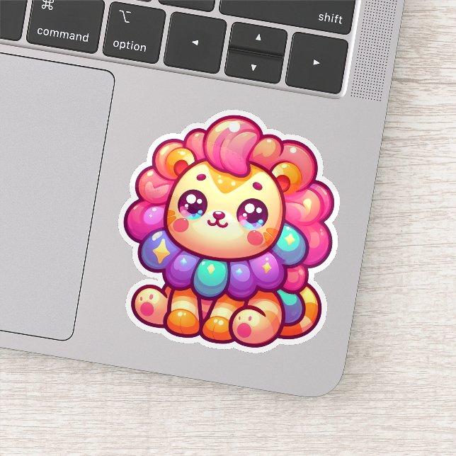 Colourful Kawaii Rainbow Lion with Sparkly Mane (Detail)