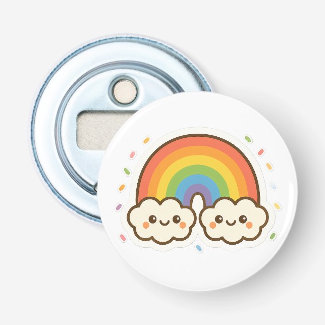 Colourful Kawaii Rainbow Pride Bottle Opener (Front)