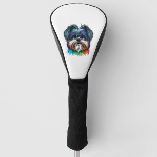 Colourful Kawaii Shorkie Nerd 2 Golf Head Cover
