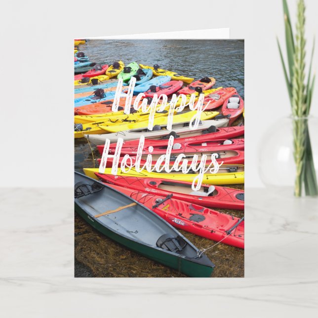 colourful Kayaks, Happy Holidays Holiday Card (Front)