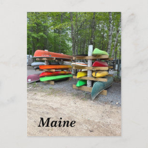 Colourful kayaks holiday postcard